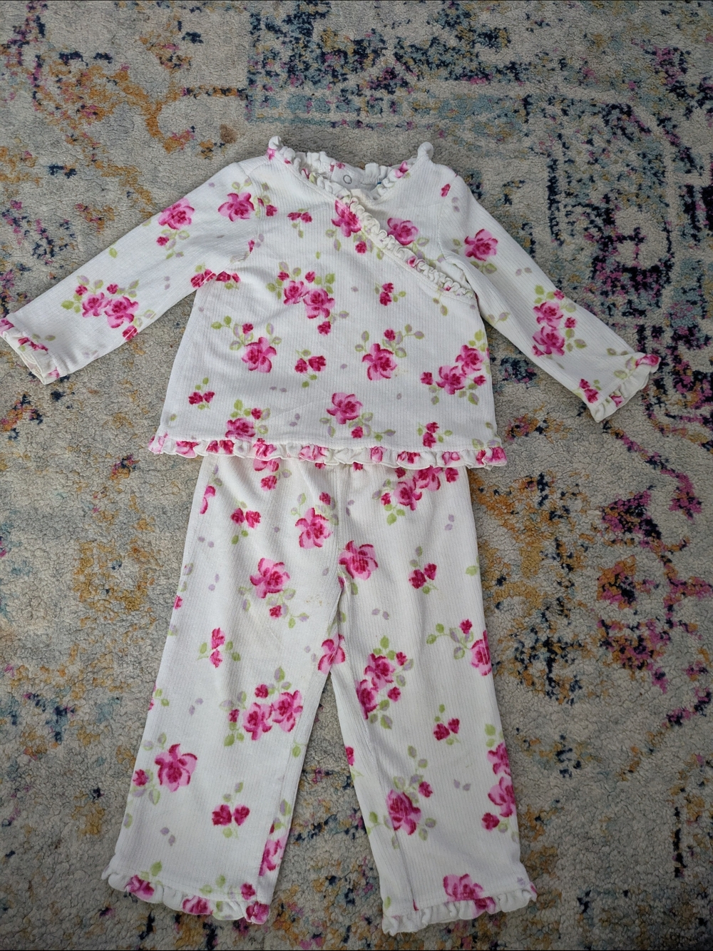 The Children's Place White Set with Pink Floral Print